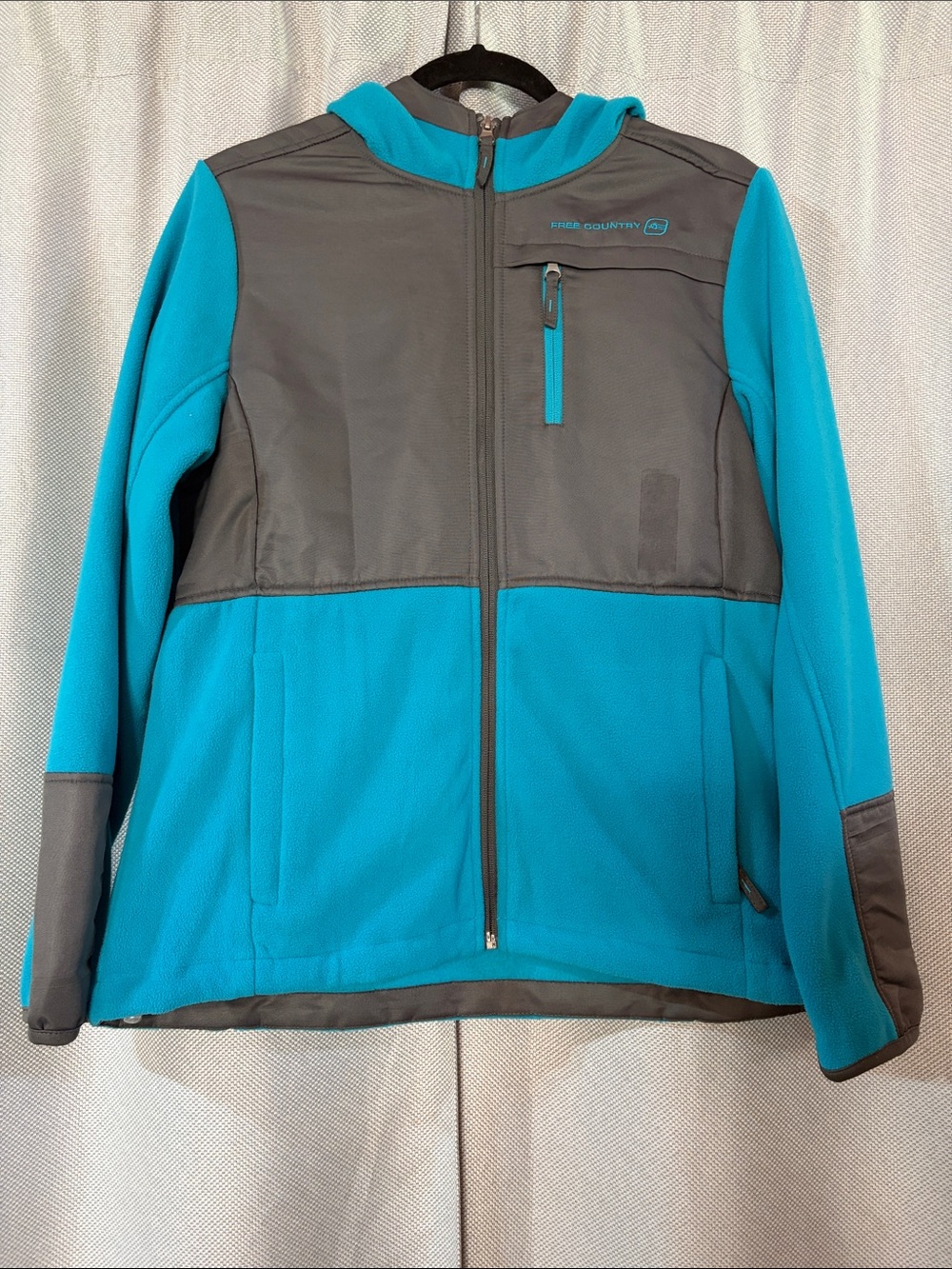 Free Country Teal and Gray Hooded Softshell Jacket